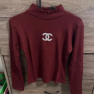 Women's Burgundy Long Sleeve thermal Top